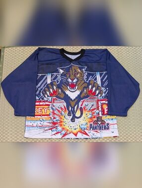 Vintage 90’s CCM NHL Florida Panthers All Over Print Hockey Jersey Size L/XL
